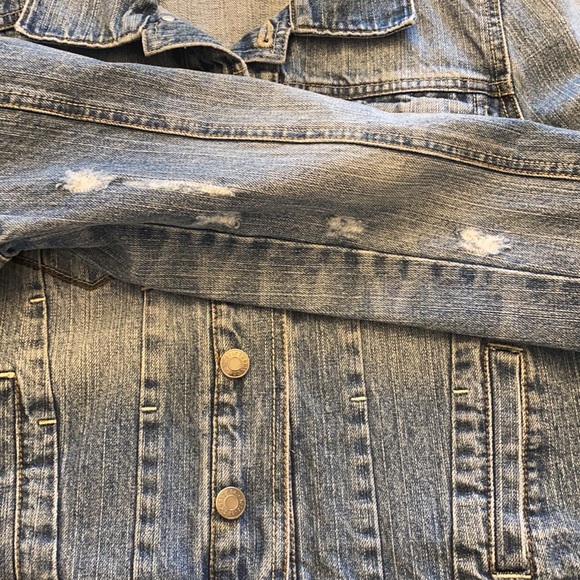 Forever 21 Distressed Jean Jacket, Size L - Picture 8 of 9